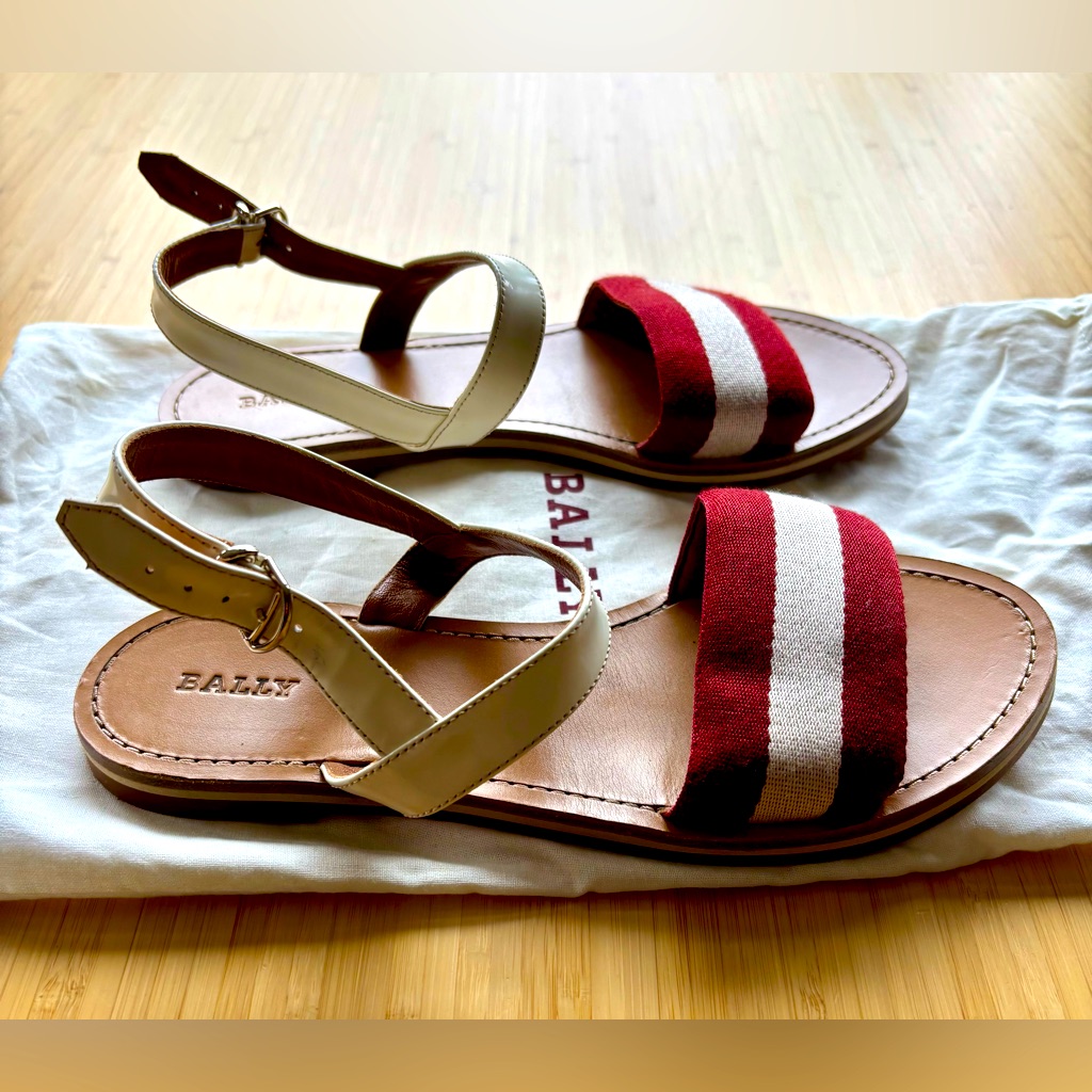 Bally Women's Striped Red And Cream Sandals